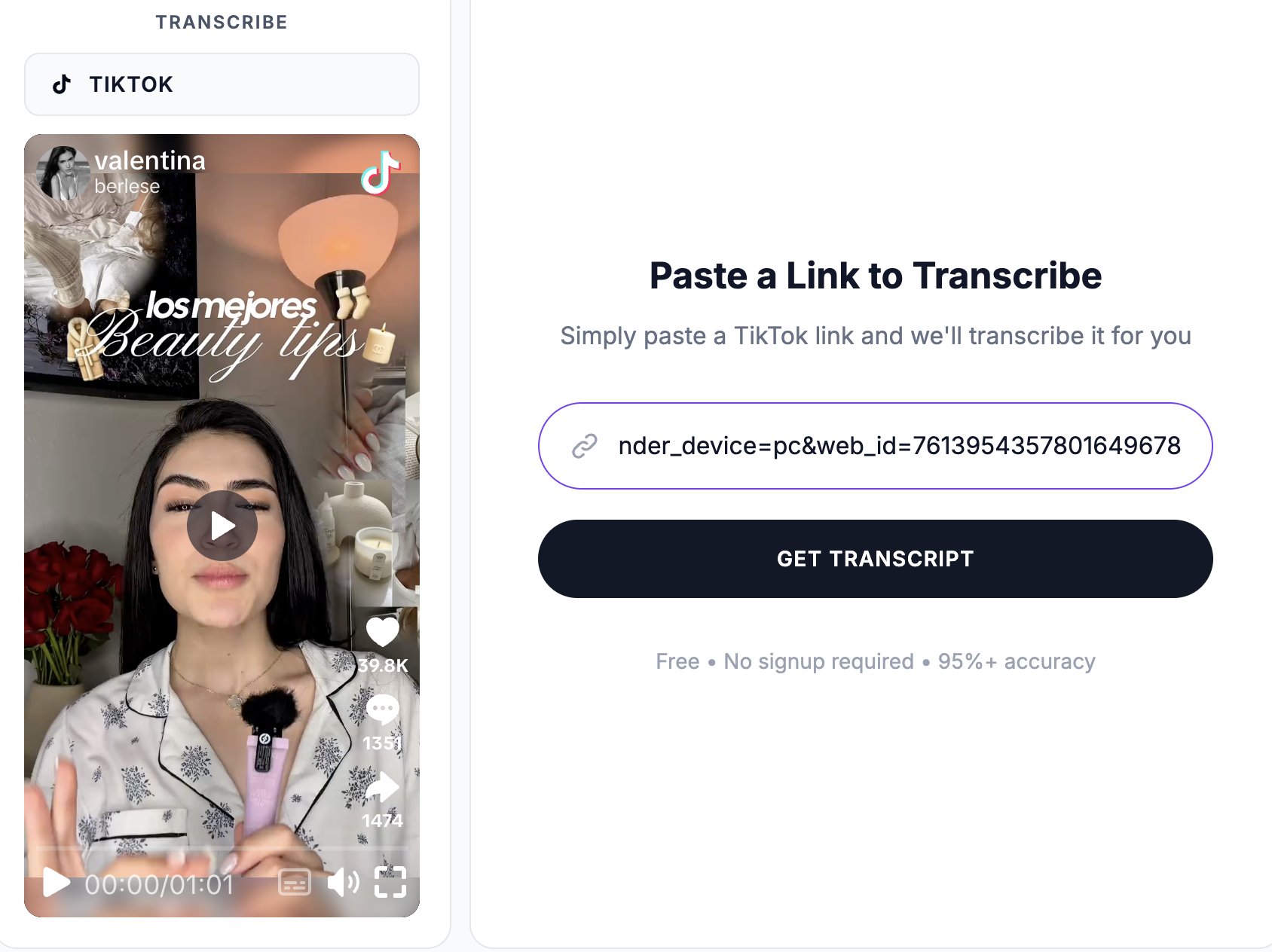 Paste TikTok Video URL